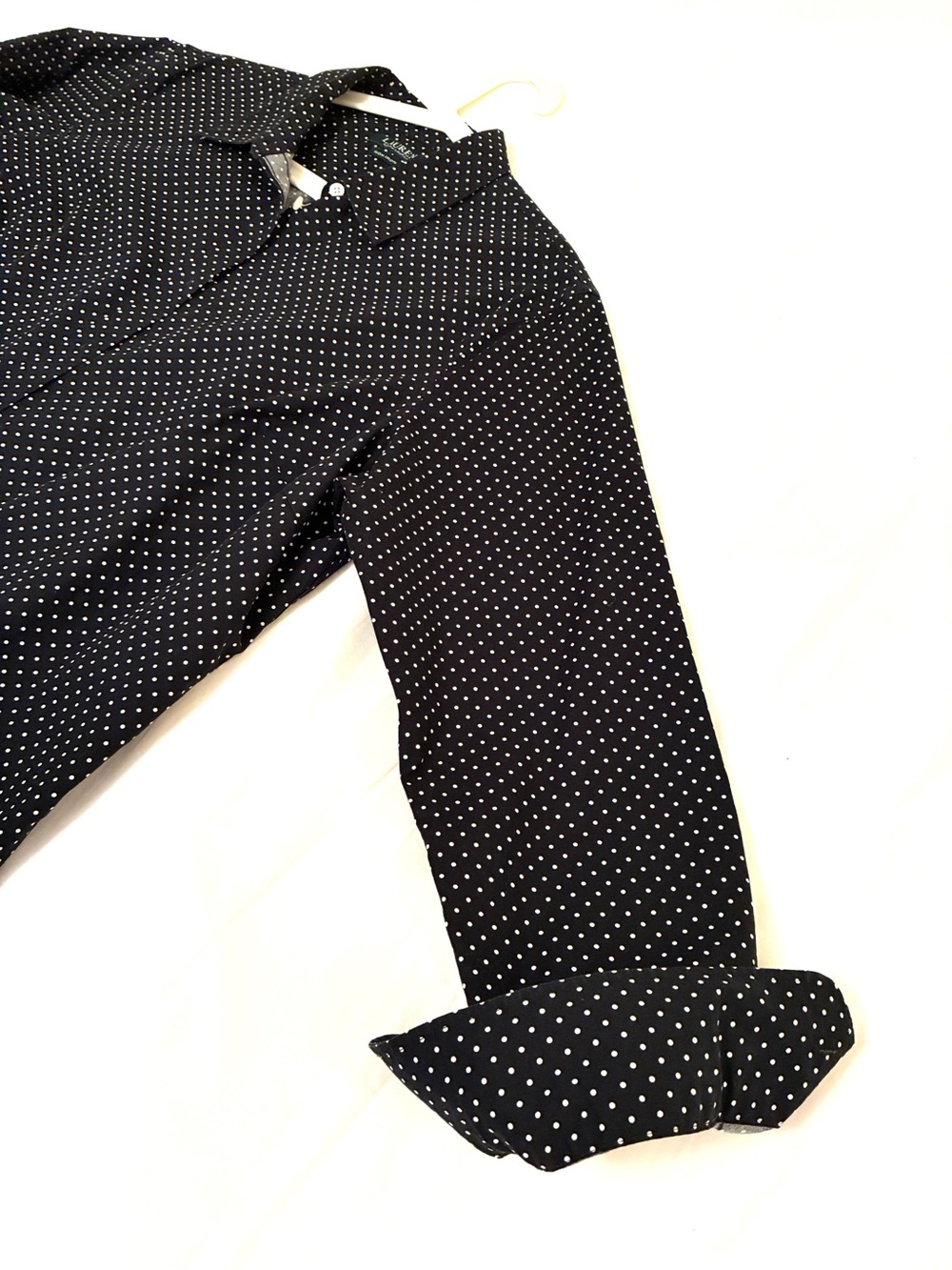 Lauren Ralph Lauren Black & White Polka Dot No Iron Buttondown Shirt Womens 1X - Picture 3 of 4